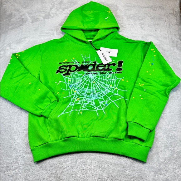 Green Sp5der Graphic Hoodie Unisex Size M - Picture 2 of 14
